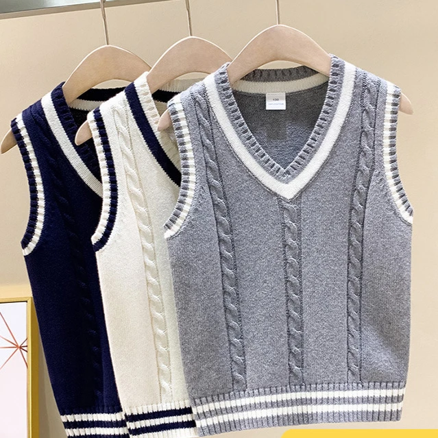 儿童马甲打底春秋款针织毛衣背心幼儿园校服男女同款保暖内搭学生