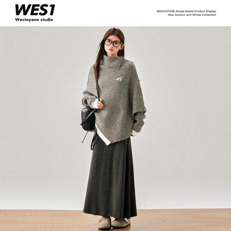 【9月16号新品】WESTAYONE新款女秋冬针织松紧腰半身裙显瘦鱼尾裙