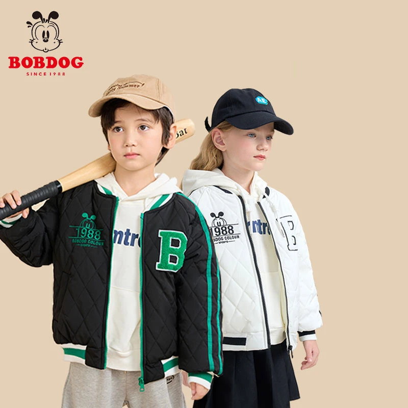 巴布豆卡乐儿童棒球服中大童加绒外套保暖棉衣秋冬385
