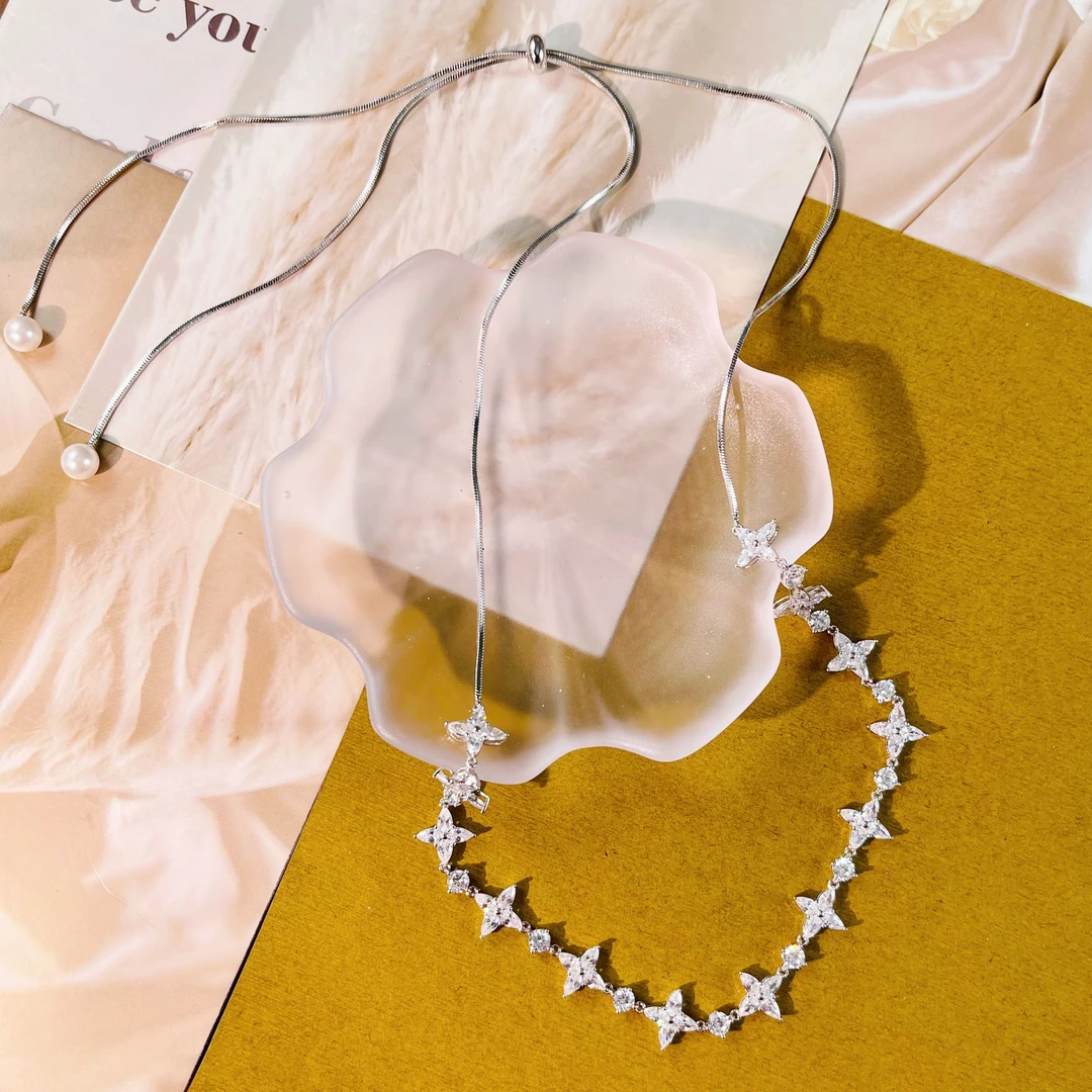 铜合金合成锆石项链 铜合金北秋悲项链K723时尚简约百搭