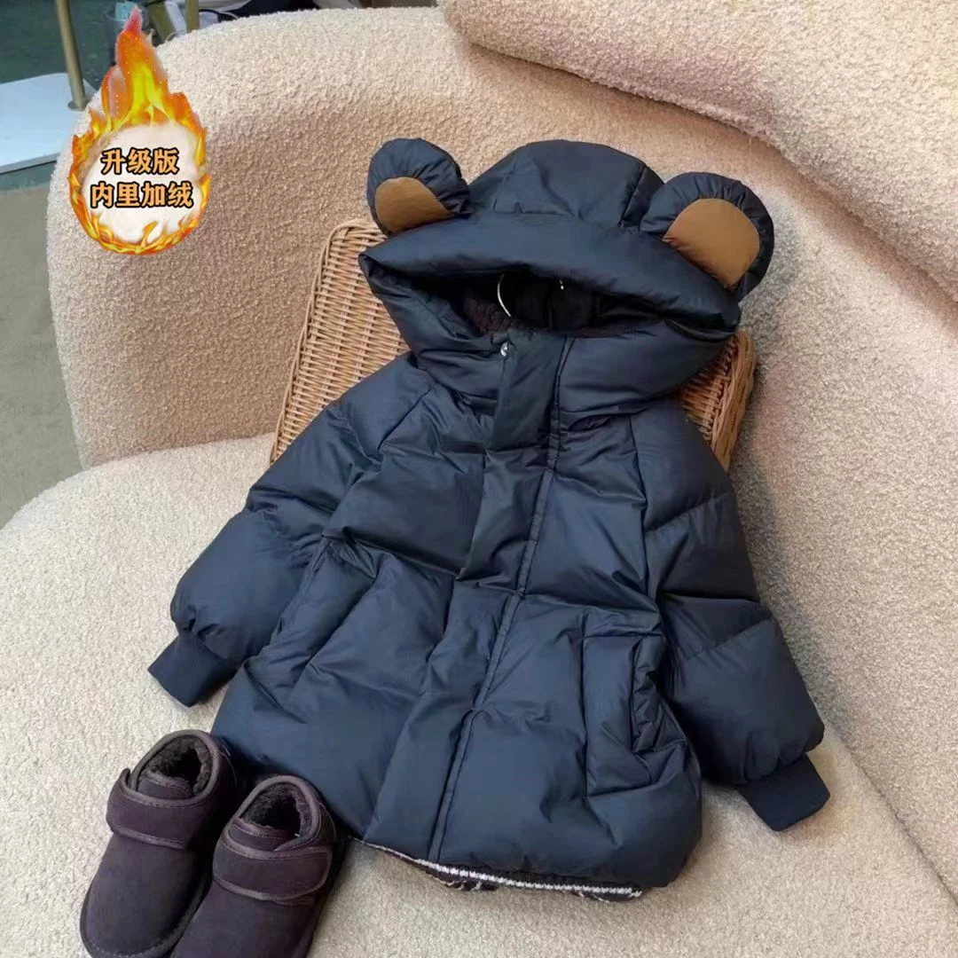 童装潮款Y女童冬装加绒袄防寒保暖加厚衣韩版羽绒服女洋气连帽外