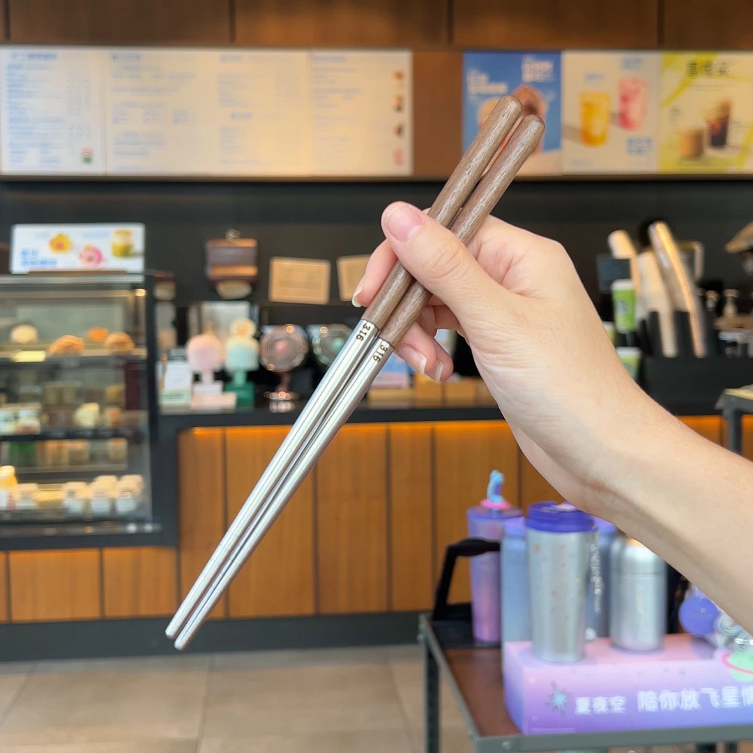 【轻奢胡桃木】316不锈钢筷子家用高档木筷子一人一筷防烫单人装