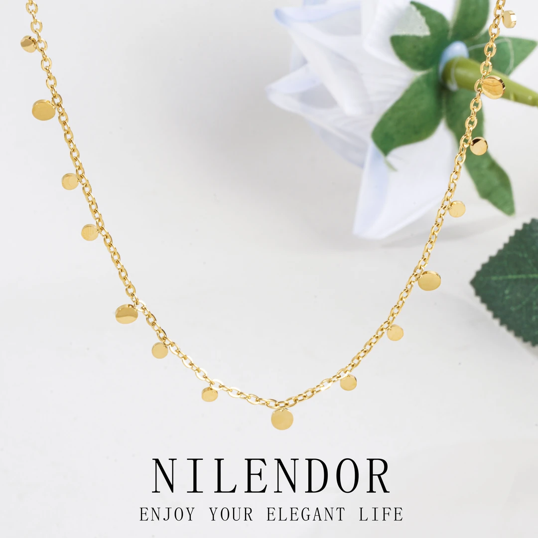 NILENDOR/昵兰XL-26时尚气质小众圆点碎片吊坠锁骨链