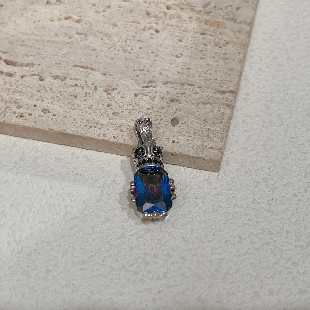 NILENDOR/昵兰 铜合金合成锆石吊坠 XL-483小众气质百搭蓝色吊坠