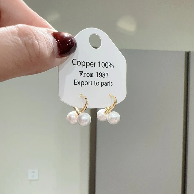 NILENDOR/昵兰 铜合金仿珍珠耳饰 ES-635经典复古气质白色耳扣