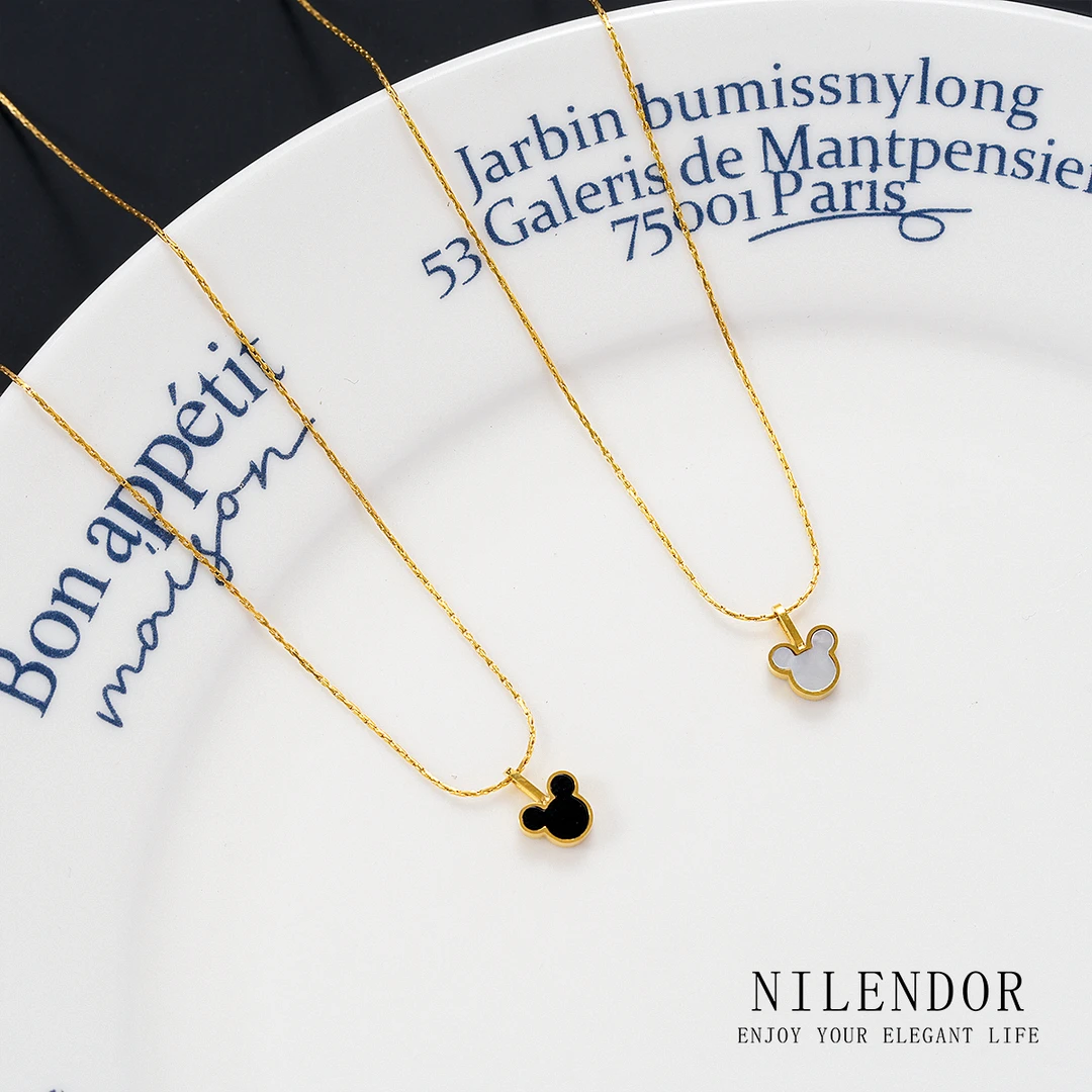 NILENDOR/昵兰 钛钢项链 XL-112经典时尚黑白双面米奇百搭项链
