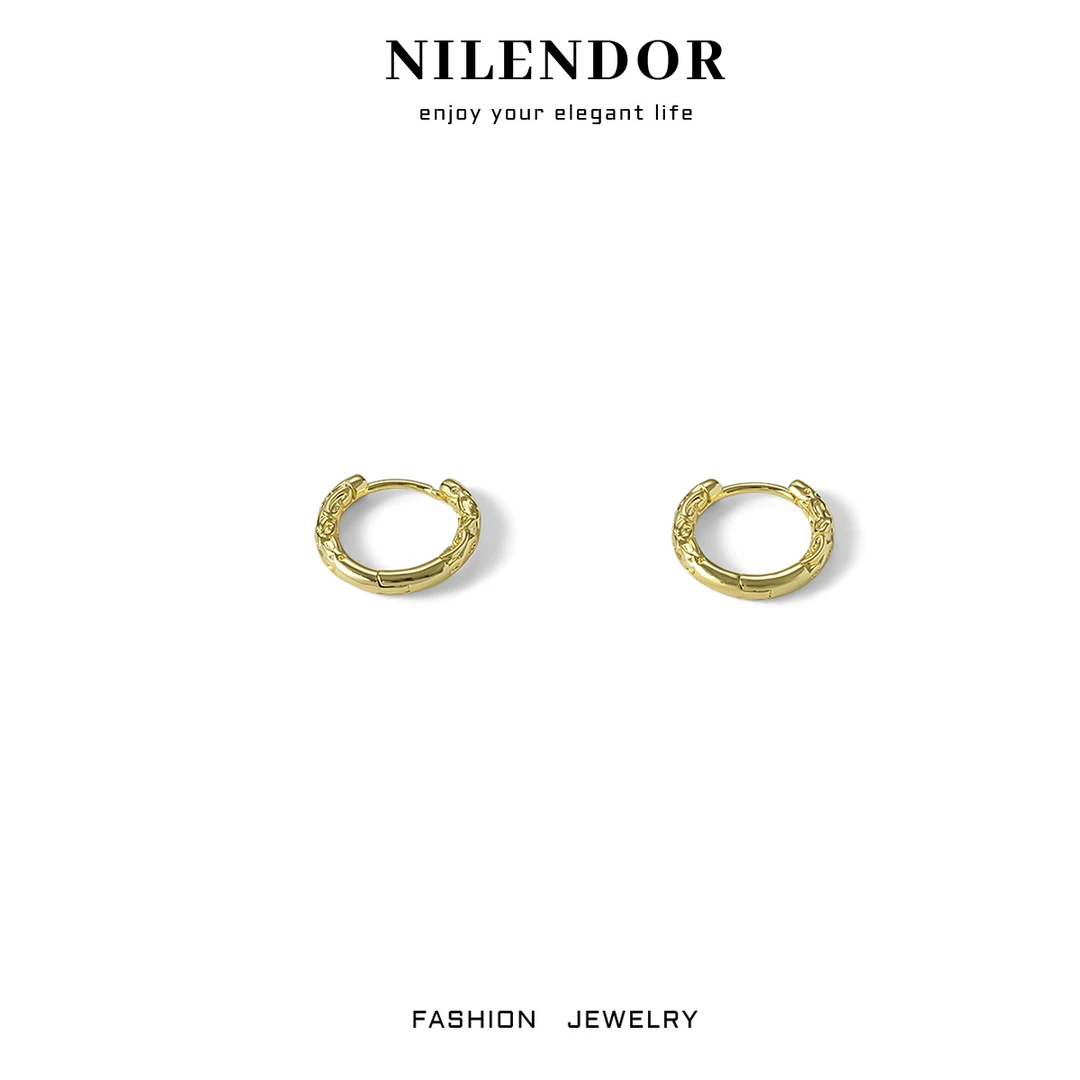 NILENDOR/昵兰 铜合金耳饰 ES-188百搭气质金箍棒百搭肌理感耳环