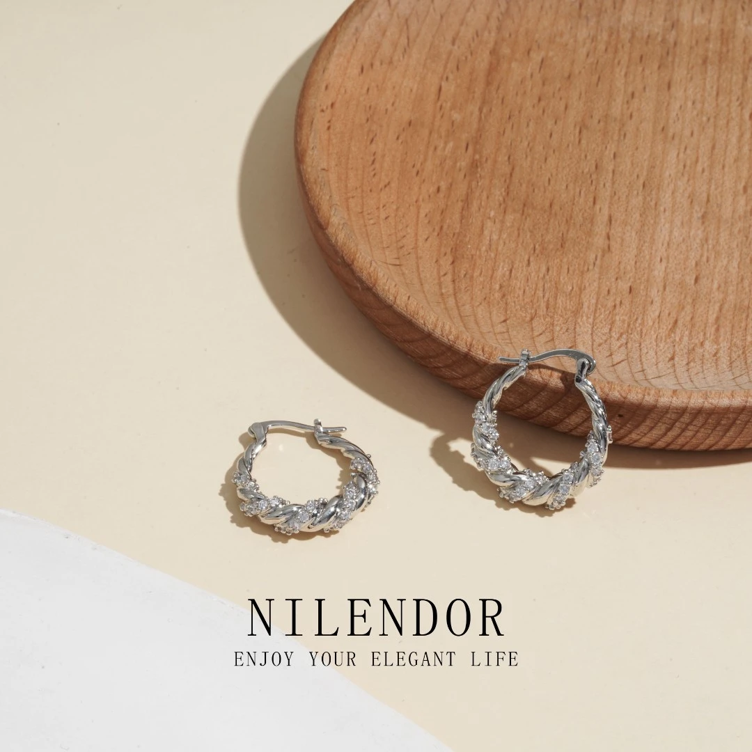铜合金合成锆石耳饰 NILENDOR/昵兰ES-461小众个性轻奢缠绕耳环