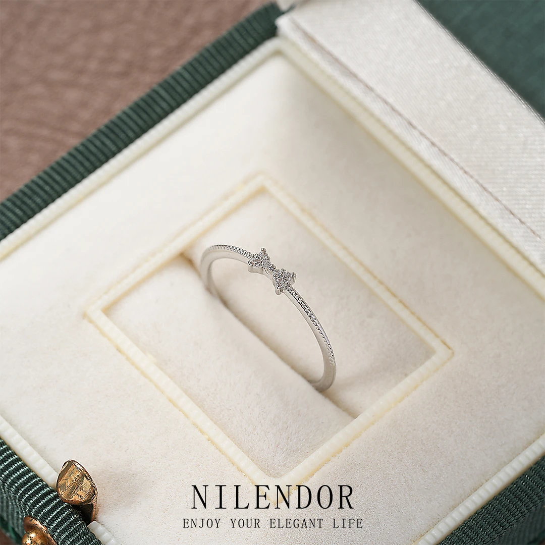 铜合金合成锆石戒指 D-88精致时尚小众蝴蝶结戒指