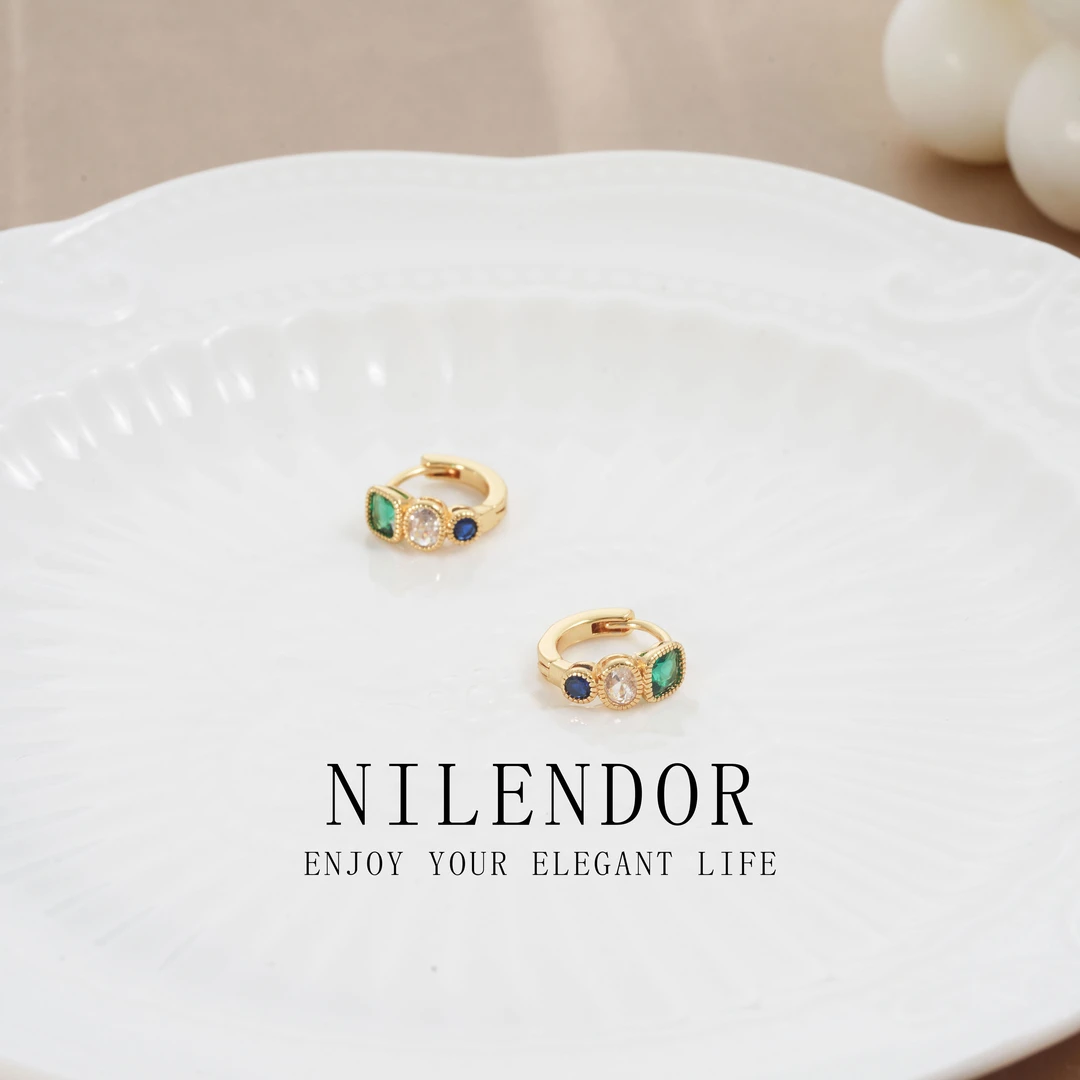 铜合金耳饰 NILENDOR/昵兰Es-145简约气质百搭彩色小香风耳扣