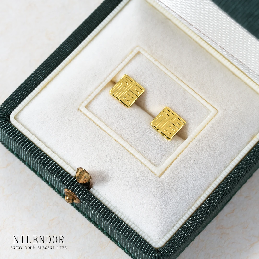 NILENDOR/昵兰 铜合金耳饰 ES-118简约时尚经典福字精致百搭耳钉