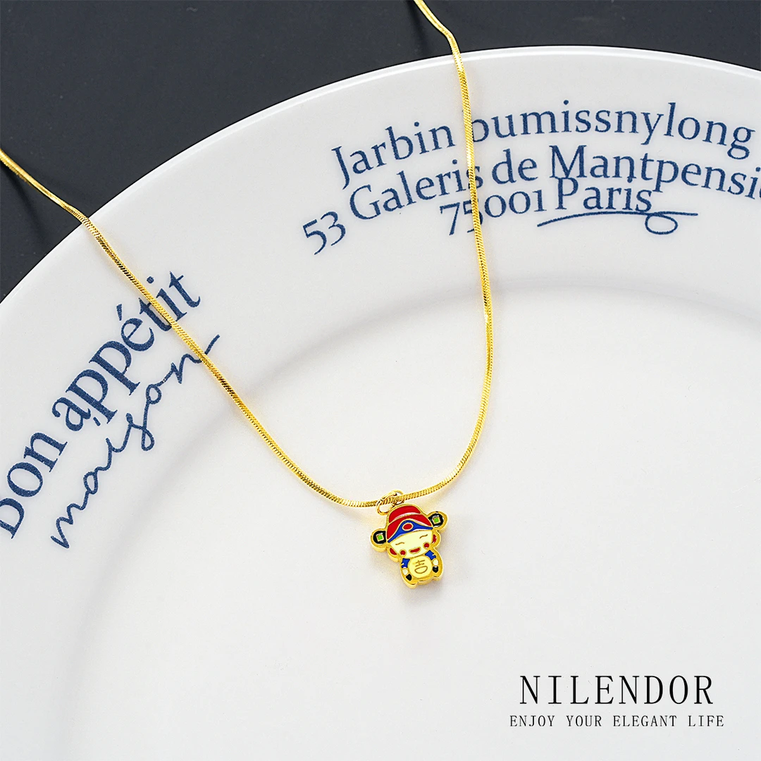 NILENDOR/昵兰 钛钢项链 XL-247民族风可爱彩色烧蓝财神百搭项链