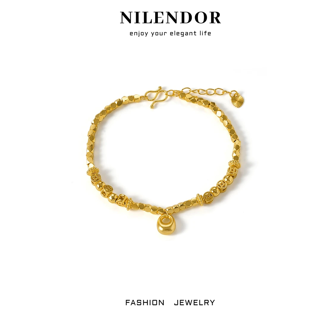 NILENDOR/昵兰SL-251轻奢气质铜钱福袋金色百搭手链