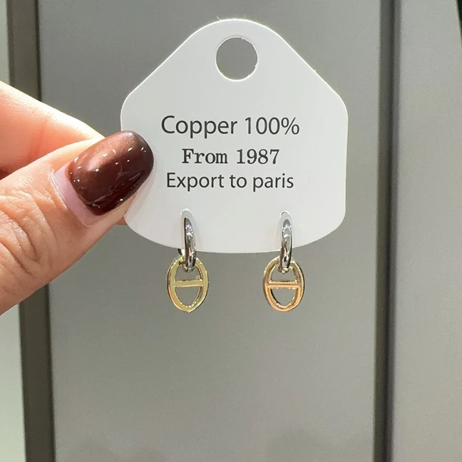 NILENDOR/昵兰 铜合金耳饰 ES-582时尚复古经典猪鼻子两戴耳圈