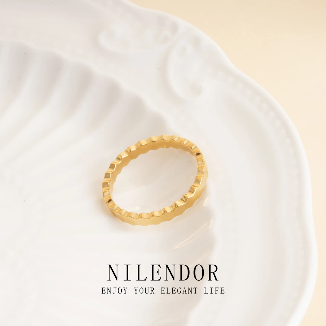 NILENDOR/昵兰 钛钢戒指 Z-13轻奢时尚气质经典蜂巢百搭素圈戒指
