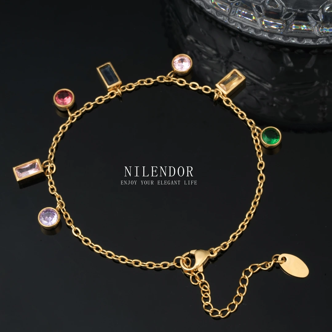 NILENDOR/昵兰 钛钢合成锆石手链 SL-150时尚小众百搭彩色手链