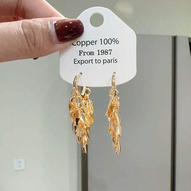 NILENDOR/昵兰 铜合金耳饰 ES-636轻奢时尚长款流苏气质百搭耳扣