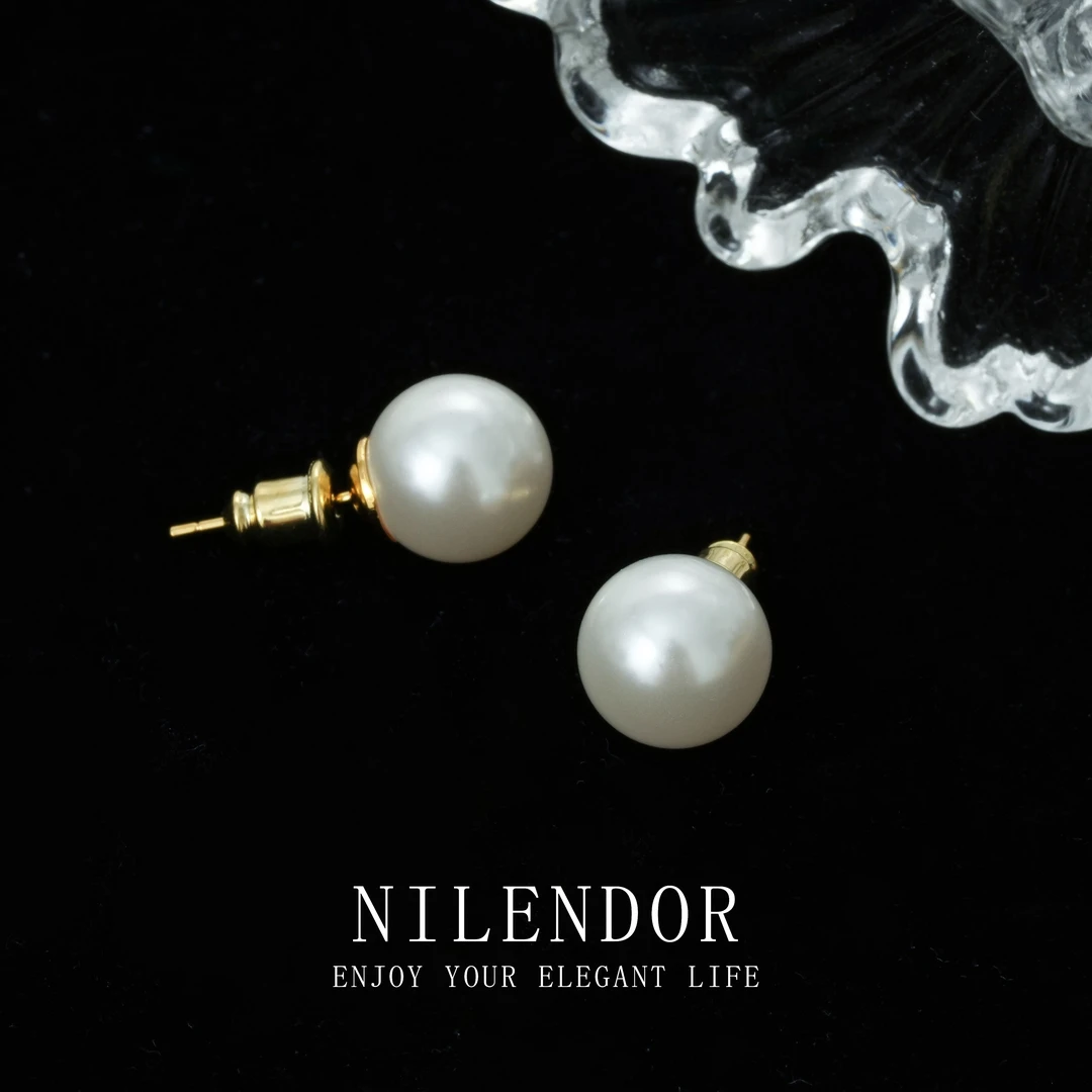 NILENDOR/昵兰 铜合金耳饰 ES-126简约时尚经典气质珠珠百搭耳钉