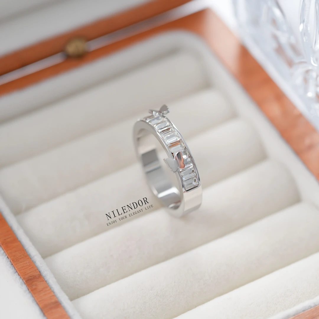 NILENDOR/昵兰 铜合金合成锆石戒指 Z-11轻奢气质蝴蝶开口戒指