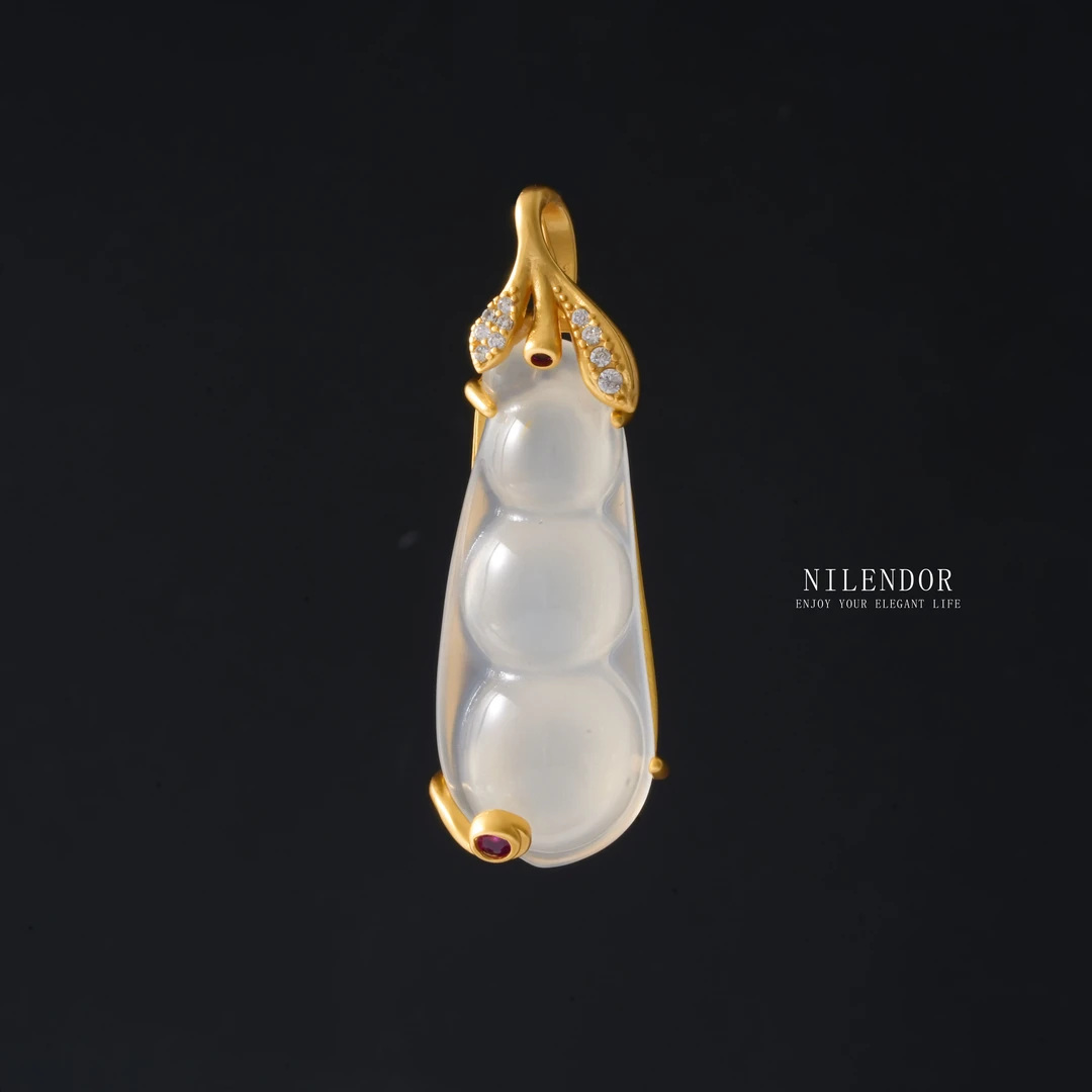 铜合金合成锆石吊坠 XL-527精致百搭平安豆吊坠