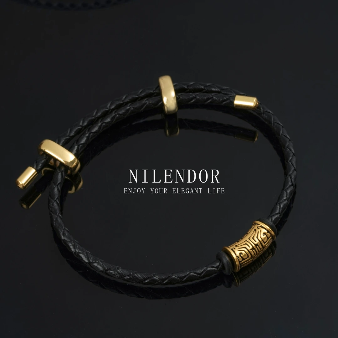 NILENDOR/昵兰 铜合金手镯 SZ-123百搭民族风饕餮图腾黑色手绳