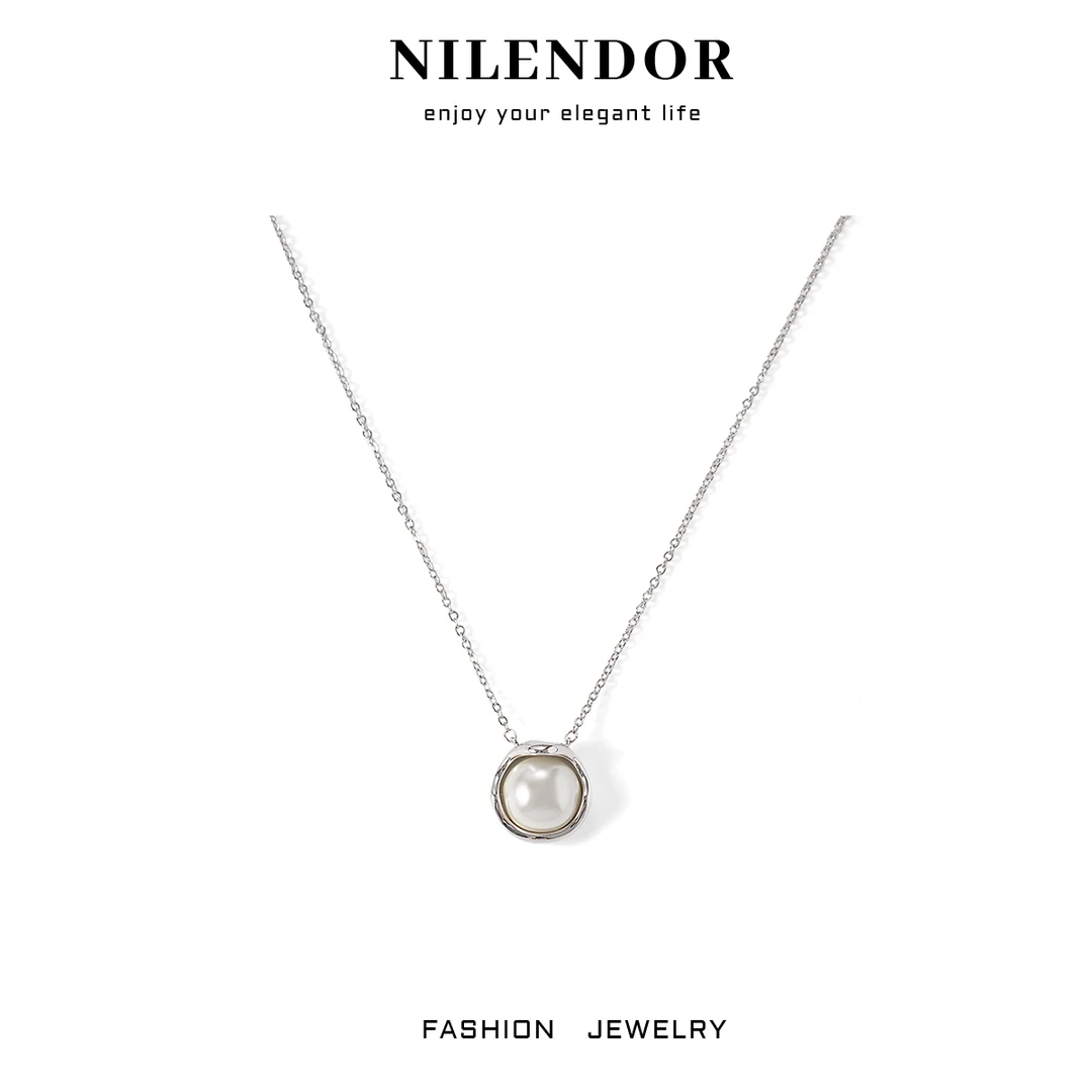 铜合金项链 XL-390简约气质白色半圆珠珠百搭项链