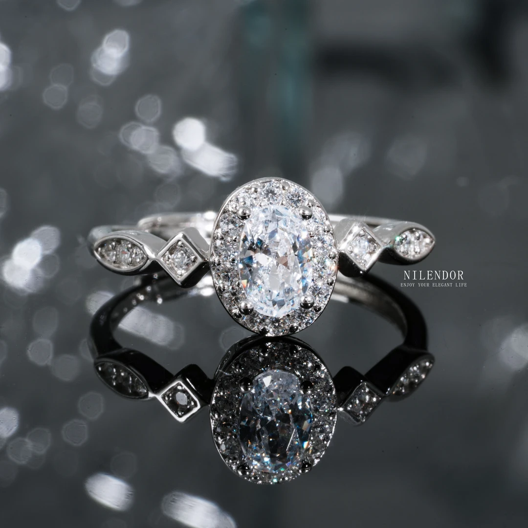 NILENDOR/昵兰D-09轻奢满镶精致蛋形戒指