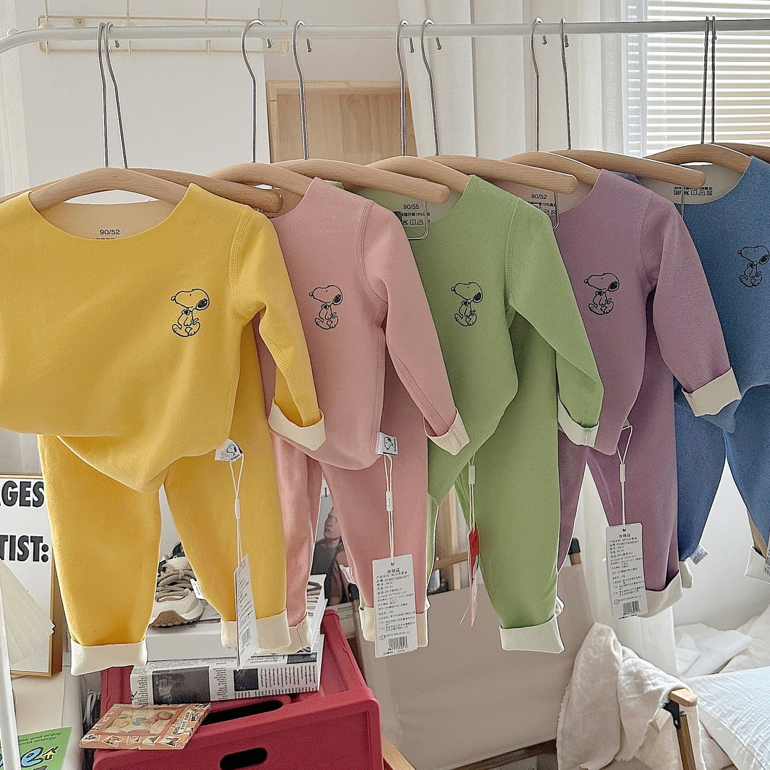 【品牌破价】韩系儿童德绒保暖内衣秋冬款睡衣家居服男女童套装