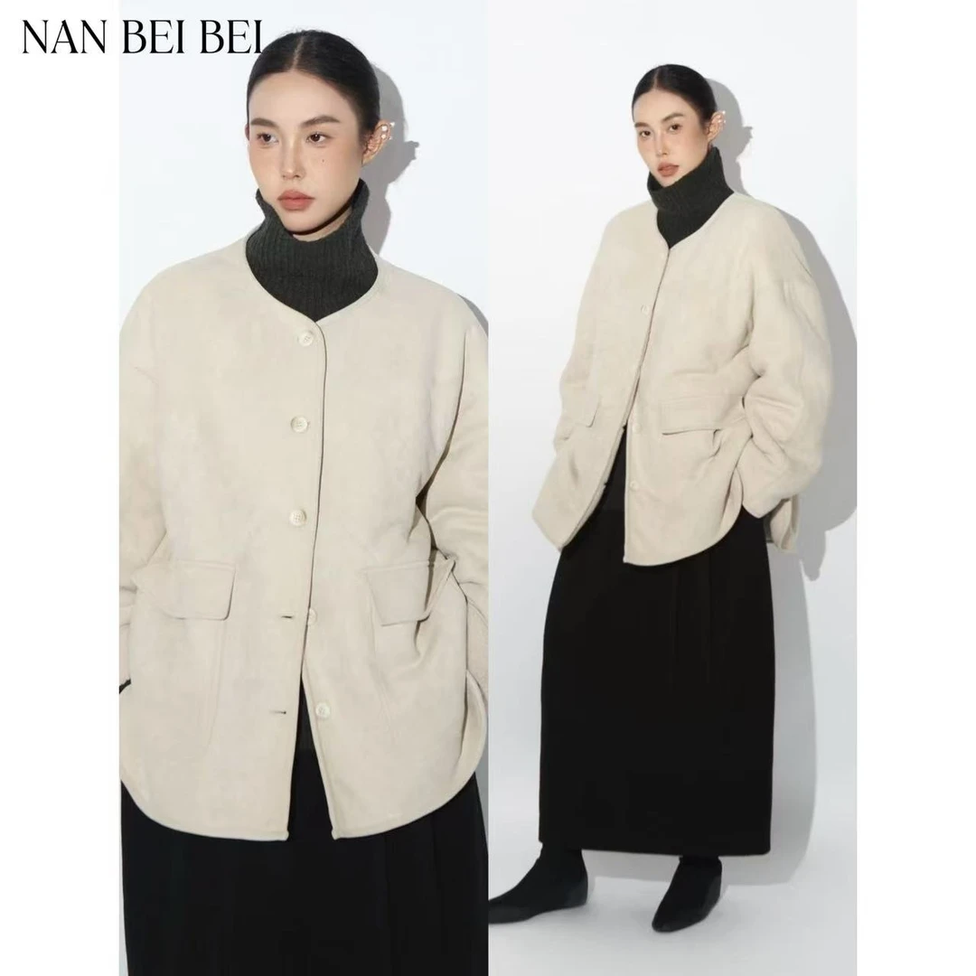 【南北贝】‘皮毛一体’秋冬高质感保暖两面穿外套 681