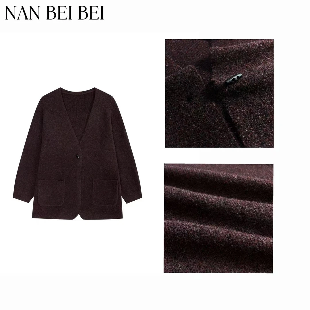 NanBeiBei 道袍 秋冬设计款极简时尚宽松百搭针织外套 1701