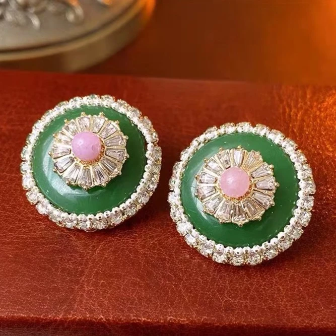 名媛气质时尚复古古风法式宫廷风小众手工耳钉轻奢女5123