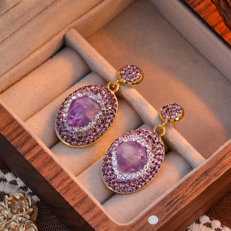 OLLBERNI/欧珀妮 铜合金耳饰 轻奢紫色时尚耳钉百搭大气气质5559