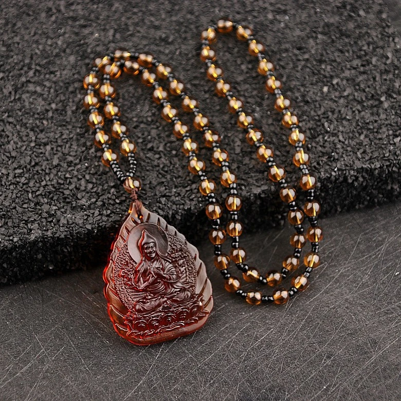 非金属亚克力项链 棉麻亚克力长款金色女士项链-2154