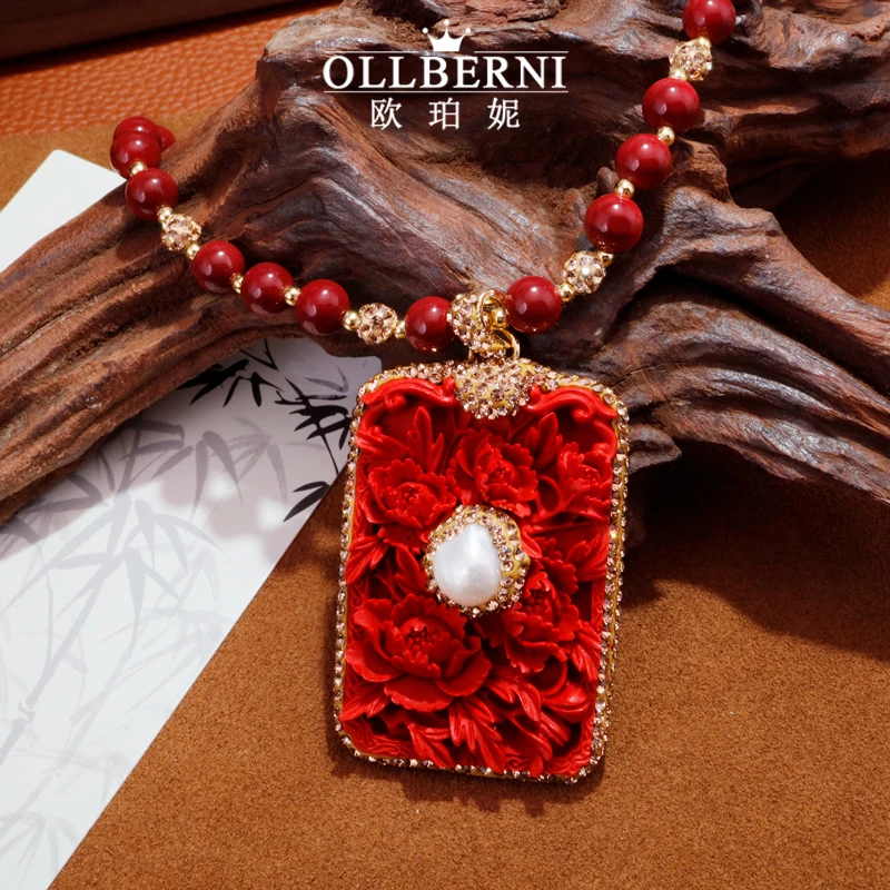 铜合金项链 气质白色时尚百搭复古红色轻奢长款民族风项链-2085