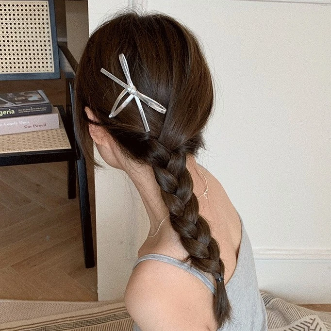 甜酷风银色掰掰夹侧边夹发夹头饰设计款发饰女少女 蝴蝶结气质