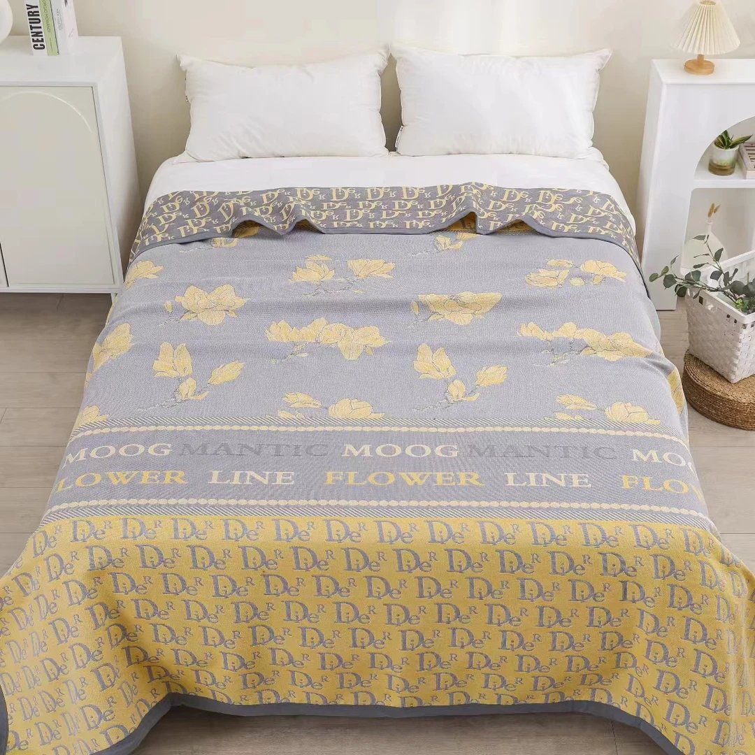 【黄百合】2.3*2.5米柔软亲肤精梳细纱透气双面可用棉布床盖