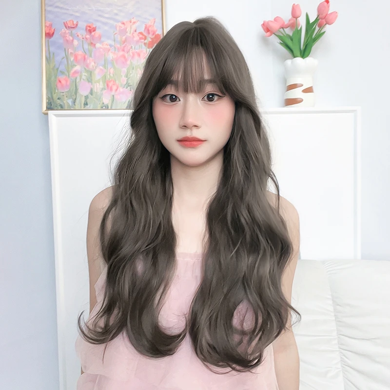 闪格假发女长发羊毛卷舒适女神棕色蓬松轻薄头皮假发套气质时尚
