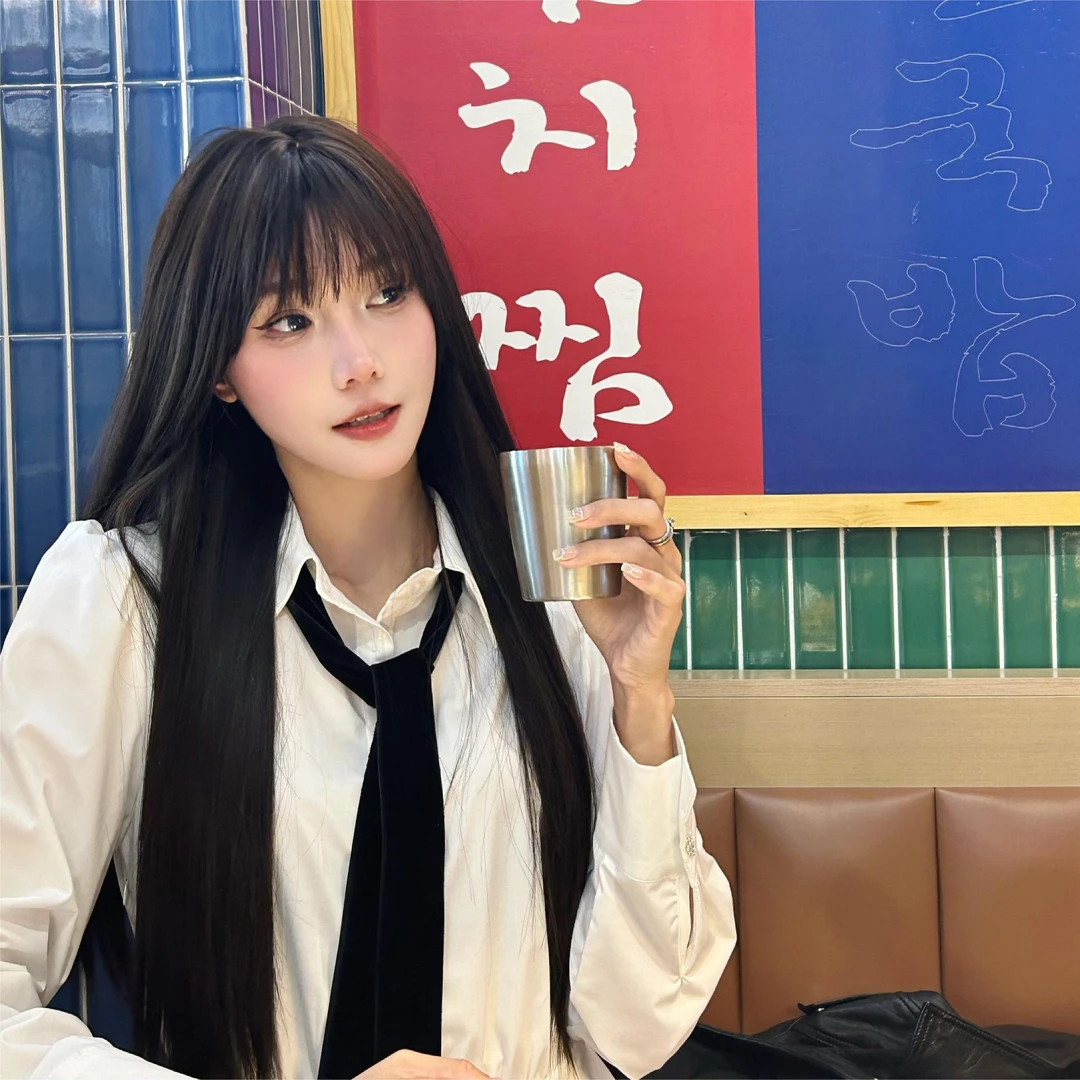 【CC专属】闪格假发轻薄女长发蓬松全头套式发齐刘海头皮黑长直假发