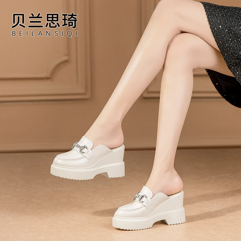 5654舒适厚底包头坡跟凉拖鞋女2024春夏季外穿休闲防水台高跟拖