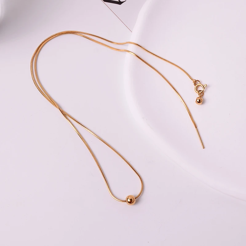 钛钢项链 不褪色项链女针式链小圆珠蛇骨链素链万能链配吊坠单戴