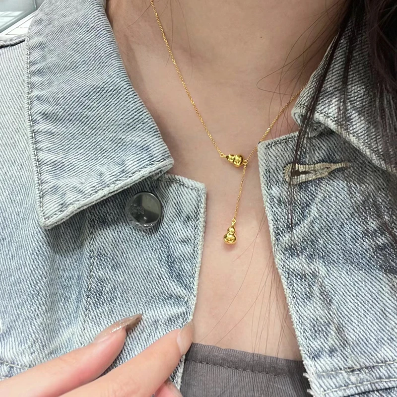 钛钢项链 双葫芦福禄双全项链女百搭锁骨链气质轻奢配饰不掉色