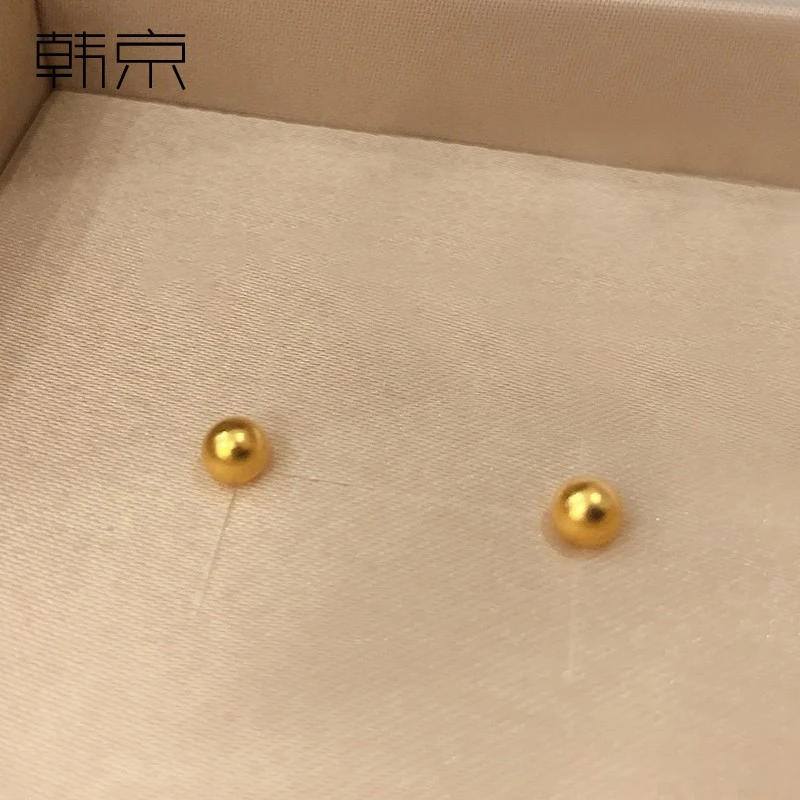 钛钢耳饰 钛钢光面小金豆耳钉女ins小众高级感养耳洞耳环耳骨钉