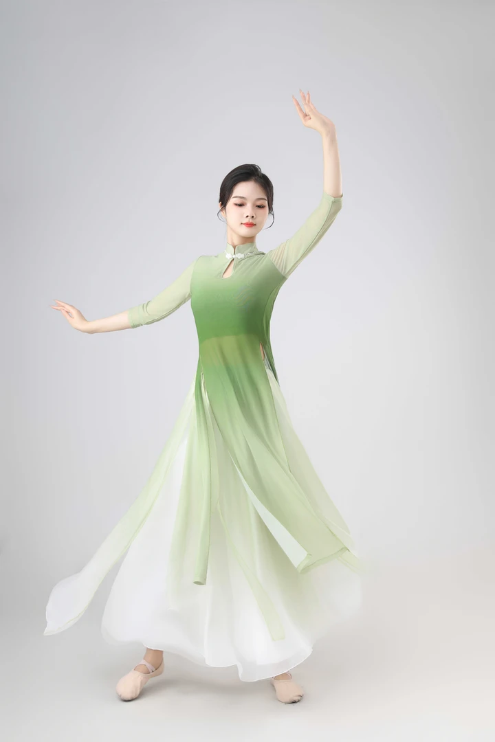 新款古典舞蹈表演纱衣渐变练功中国古典舞服装仙气飘飘纱衣