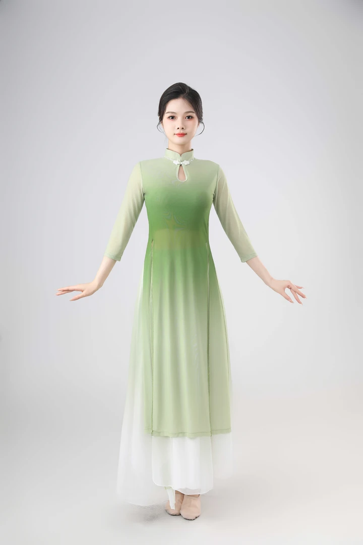 古典舞服表演服纱衣渐变练功服中国舞仙气新中式旗袍古风舞蹈服女