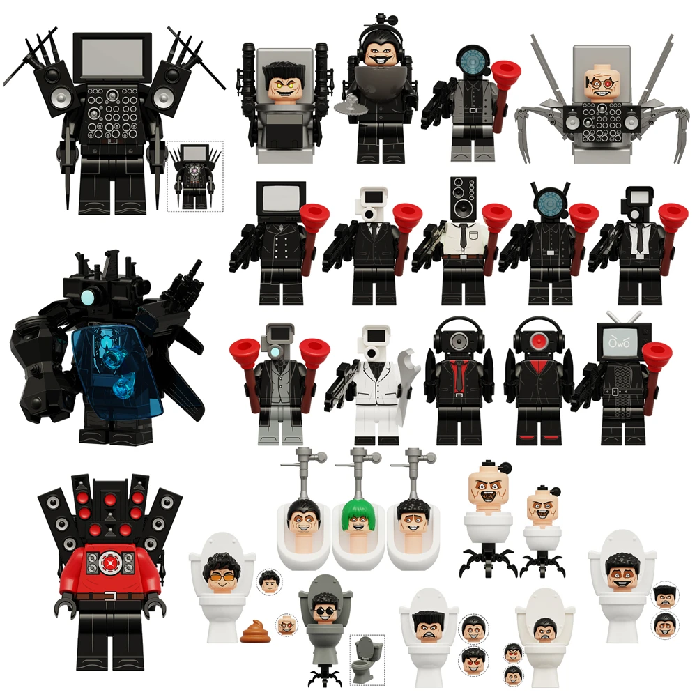 国产积木马桶人监控人无双战神电视人音箱人积木人仔益智拼装玩具