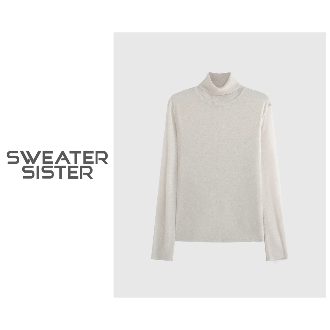 气质显瘦高领打底衫上衣网纱长袖T恤女509-210