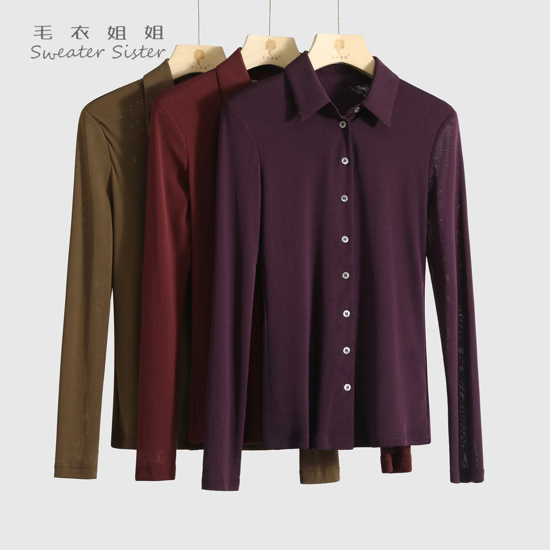 复古百搭翻领网纱衬衫上衣女509-100