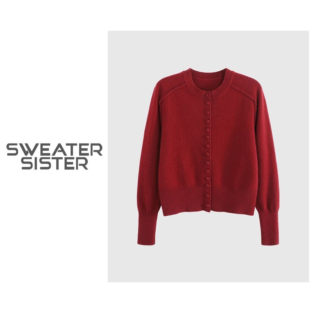 毛衣姐姐秋冬单排扣针织开衫羊毛毛衣外套女031-9735