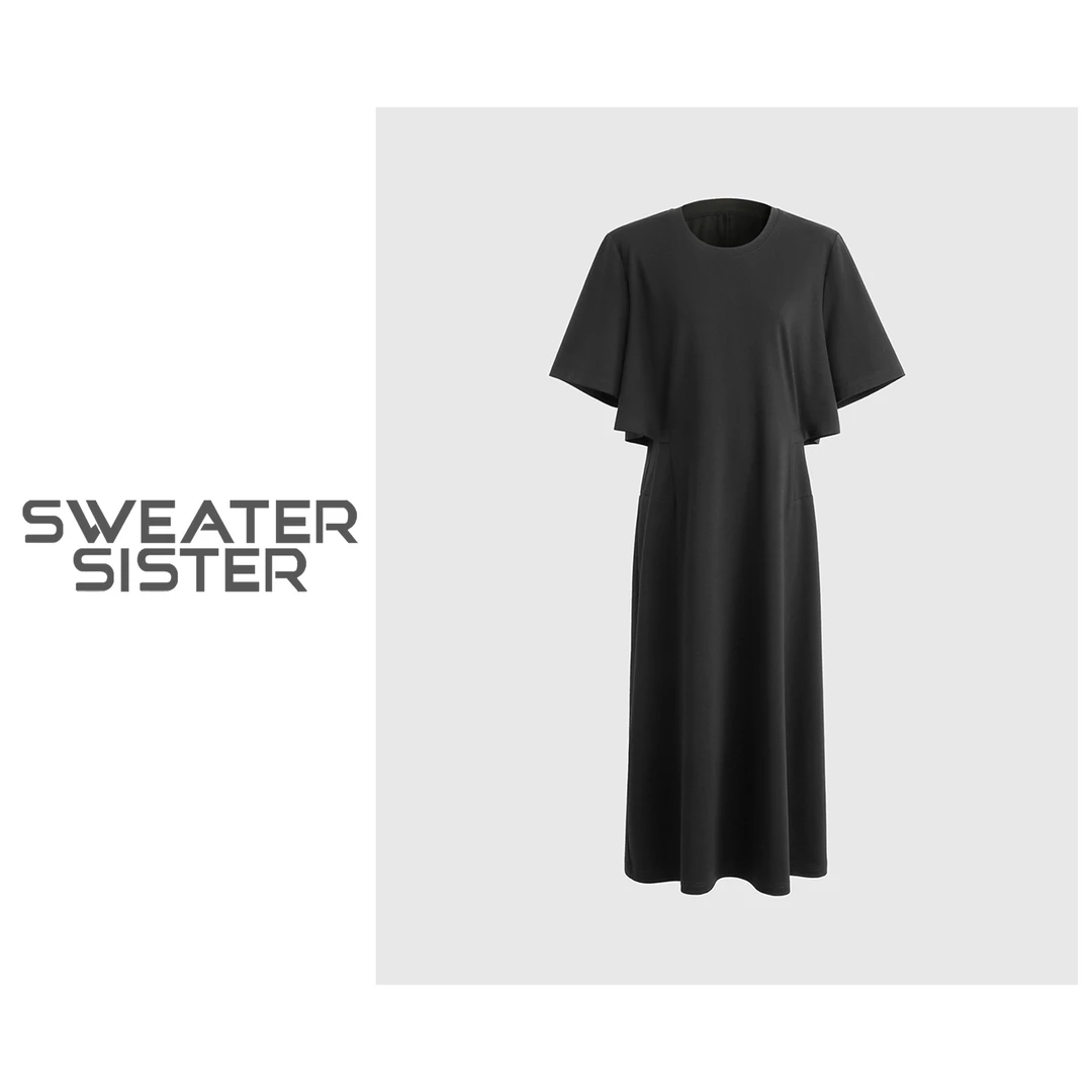 毛衣姐姐夏季设计感简约腰部镂空小心机显瘦连衣裙女068-2477