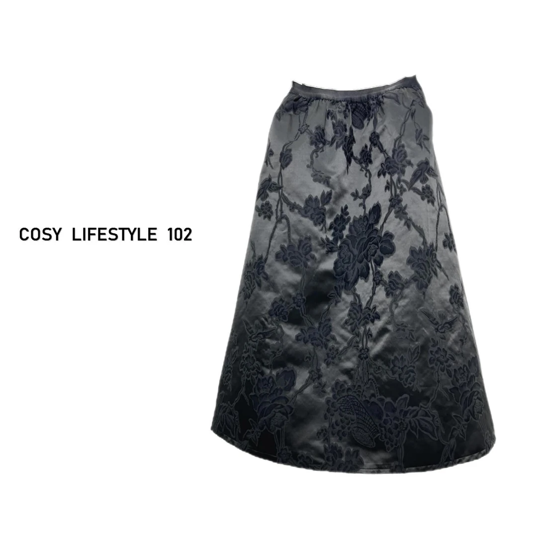 【真的显瘦】时尚轻奢新款重工百搭显瘦提花气质A摆复古长款裙子